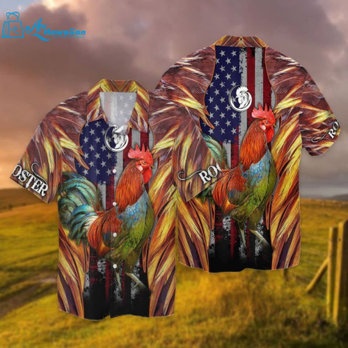 4Th Of July Independence Day Rooster For Men And Women Graphic Print Short Sleeve Hawaiian Print 3D, Model Az3483