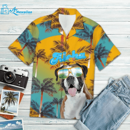 Boxer Dog Hawaiian Shirt, Model Az13583