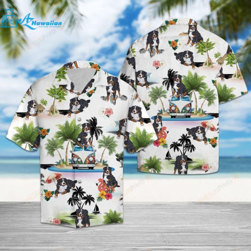 Bernese Mountain Dog Vacation Colorful Amazing Design Hawaiian Shirt, Model Az13727