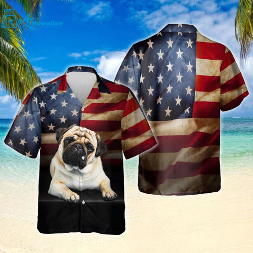Pug Dog Hawaiian Shirt, Model Az15376