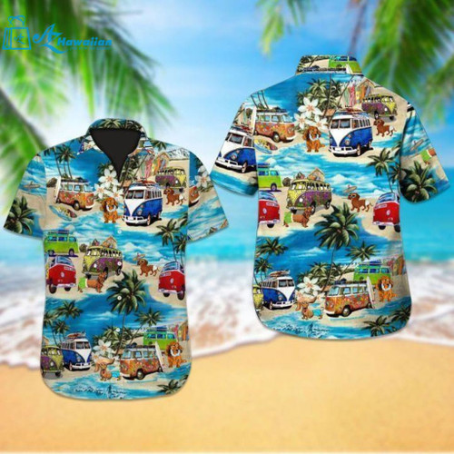 Beach Shirt Beach Hawaii Dachshund Hawaiian Shirt, Model Az24922