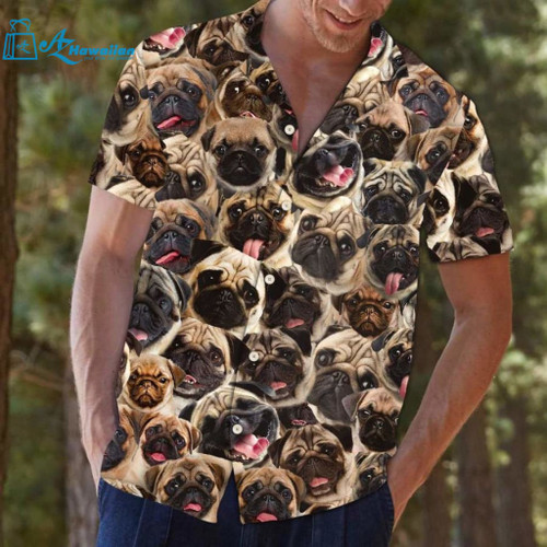 Pug Dog Hawaiian Aloha Shirt, Model Az25395