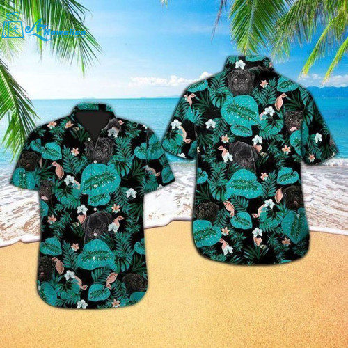 Tropical Pug Dog Hawaiian Shirt, Model Az25660