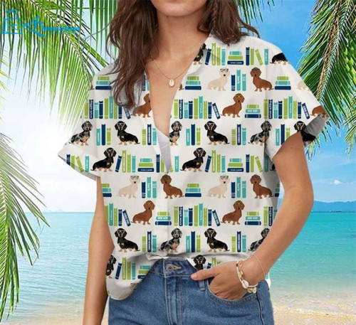 Dachshund Lovers Book Hawaiian Shirt, Model Az31075