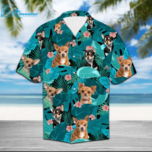 Tropical Chihuahua Hawaii Shirt Hawaiian Print 3D, Model Az32008