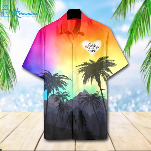 Lgbt Heart Love Is Love Hawaiian Shirt - Hawaii Shirt, Model Az34807
