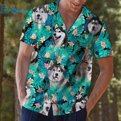 Siberian Husky Tropical Hawaiian Shirt, Model Az48535