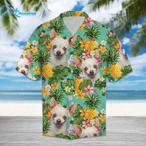 Pineapple Chihuahua Tropical Hawaii Shirt Hawaiian Print 3D, Model Az50799
