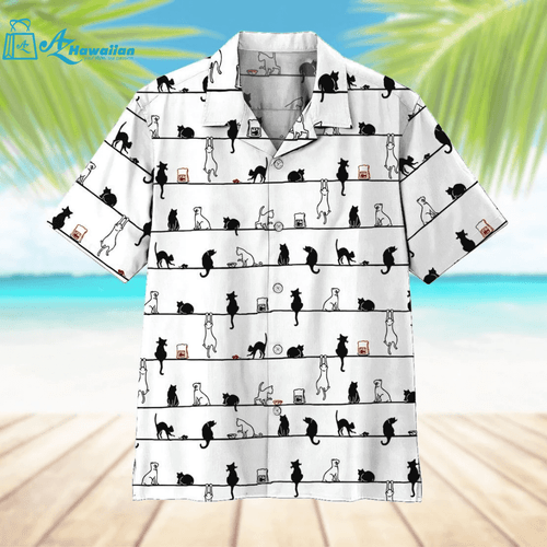 For Men And Women, Cats Mininalist Hawaiian Shirt Crazy Funny Hawaiian Shirt Vintage Hawaiian Shirt, Model Az52565