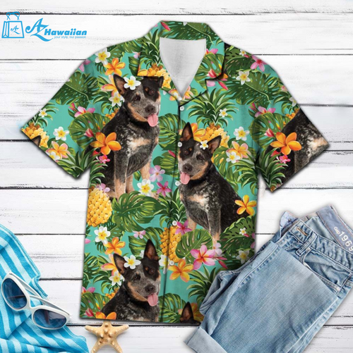 Tropical Pineapple Australian Cattle Dog Hawaiian Shirt, Model Az54372