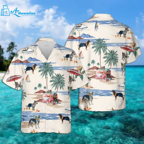 Australian Cattle Dog Summer Beach Hawaiian Shirt, Model Az60780