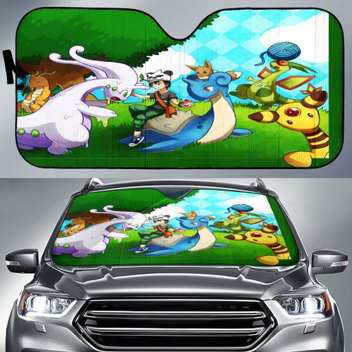 Pokemon Playing On The Playground Car Sun Shade 3D Printed