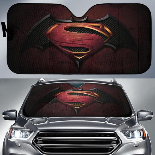 Batman And Superman Logo Car Sun Shade 3D Printed In Red