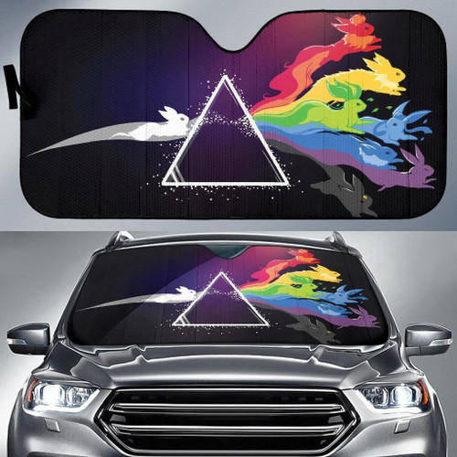 Eevee Pokemon Colorful Car Sun Shade 3D Printed In Black Background