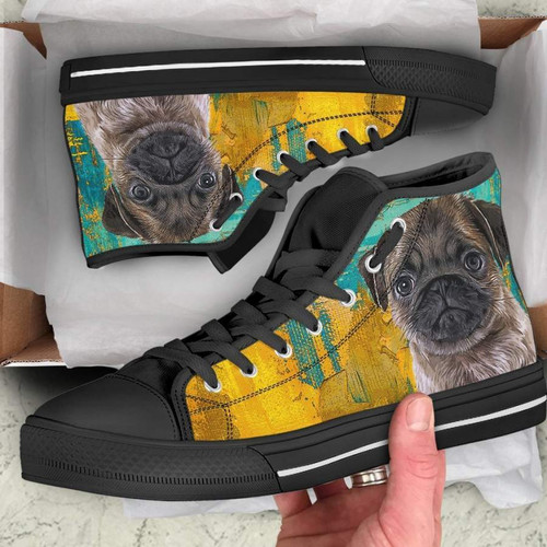 Pug Dog Sneakers Colorful High Top Shoes Gift Idea Pt19