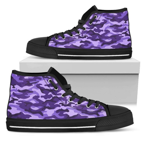 Purple Camouflage Print Womens High Top Shoes