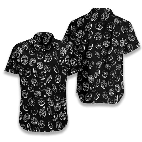 B&W Doughnut Unisex Hawaiian Aloha Shirts