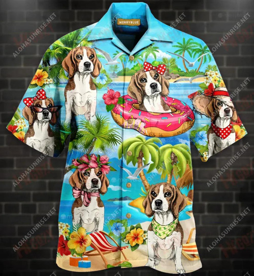 Beagles On Vacation Unisex Short Sleeve Shirt Hobbies Short Sleeve Hawaiian Crazy Shirts Funny Hawaiian Shirts