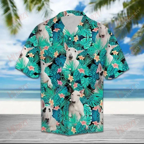 Bull Terrier Tropical - Hawaiian Shirt Vacation Short Sleeve Hawaiian Crazy Shirts Funny Hawaiian Shirts