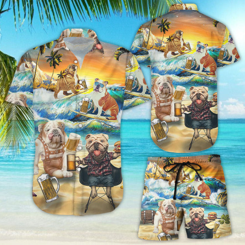 Bulldog Hawaiian Shirt - Funny Bulldog Beer Aloha Hawaii Shirt - Gift For Bulldog Lovers