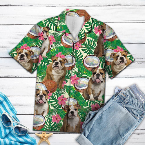 Bulldog Tropical Coconut G5729- Hawaiian Shirt