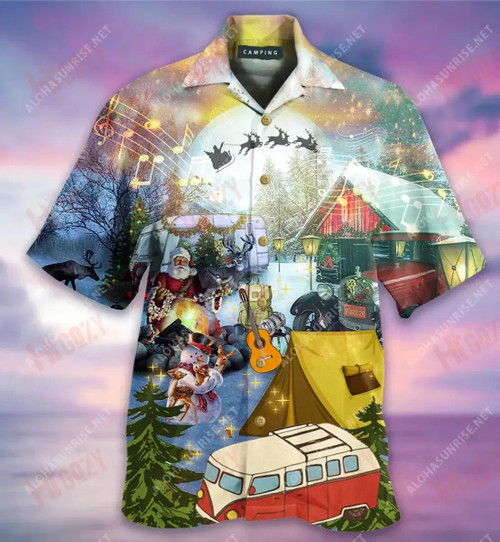 Camping At Christmas Short Hawaiian Shirt Hobbies Tropical Shirts Hawaiian Crazy Shirts Crazy Shirts Hawaii