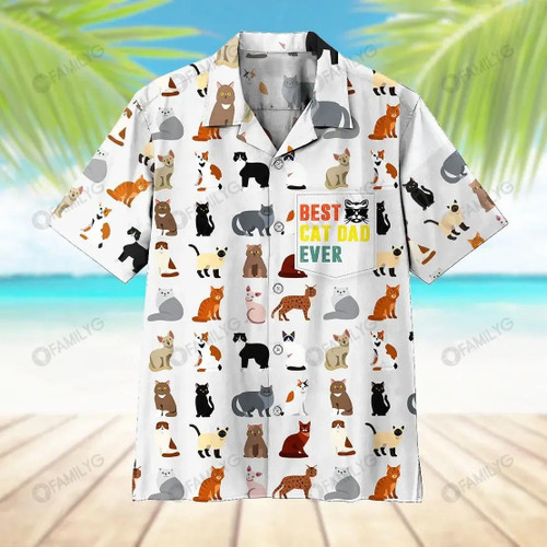 Cat Shirt - Best Cat Dad Ever Aloha Cat Hawaiian Shirt