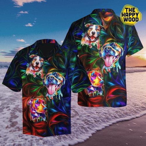 Colorful PitBull Terrier 3D Hawaiian Hawaii Shirt