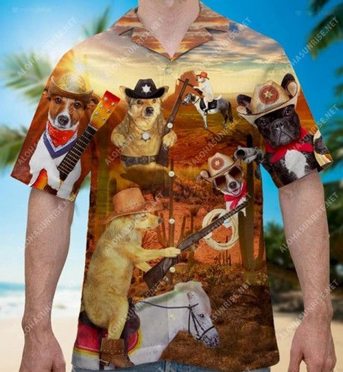 Cowboy Dogs Funny Unisex Hawaiian Shirt