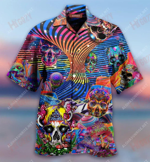 Crazy Skulls Get High Hippie Short Hawaiian Shirt Vacation Tropical Shirts Tactical Hawaiian Shirt Funny Hawaiian Shirts