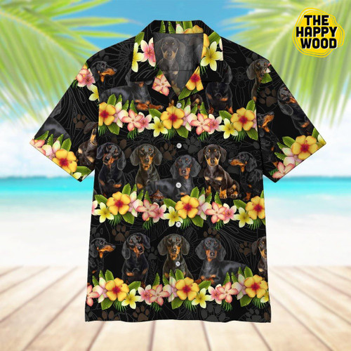 Dachshund 3D Hawaiian Shirt Hawaii Beach Retro