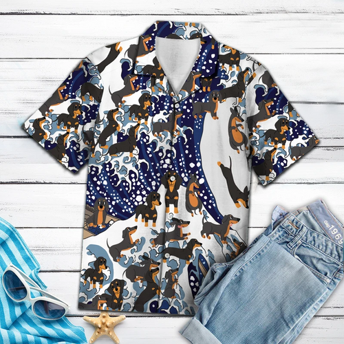 Dachshund Hawaiian Shirt - Dachshund Dog With Snow Button Down Shirts - Unique Beach Themed Gifts
