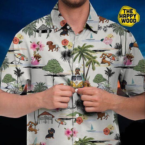 Dachshund Hawaiian Shirt Hawaiian Shirt Hawaii Beach Retro