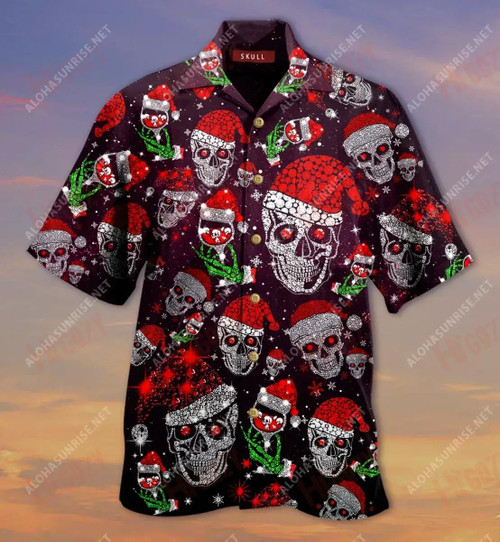 Diamond Christmas Skulls Short Short Sleeve Shirt Summer Aloha Shirt Vintage Hawaiian Shirts Hawaiian Shirts For Men