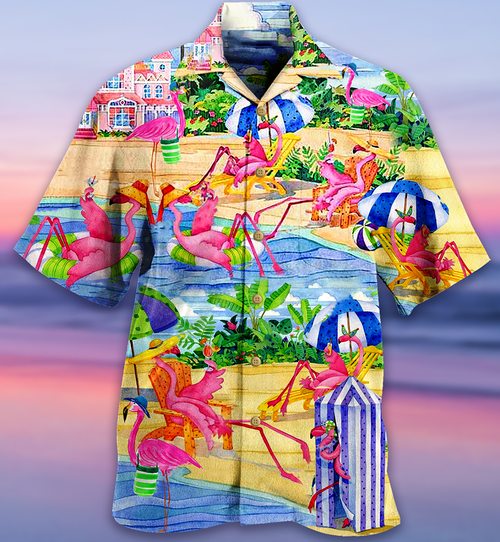 Flamingo Love Beach - Hawaiian Shirt