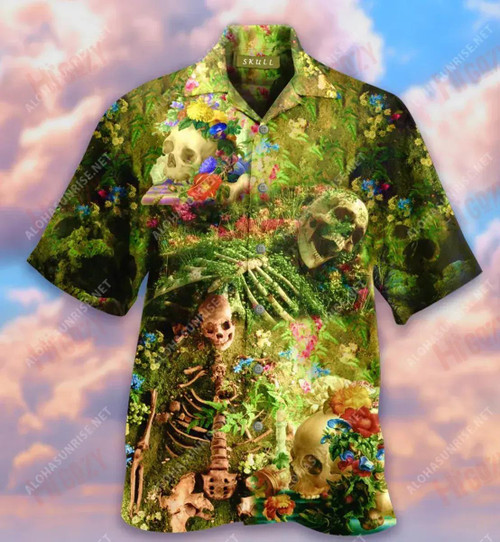 Flower Skull Skeleton Short Short Sleeve Shirt Ocean Tropical Shirts Custom Hawaiian Shirts Hawaiian Shirts For Men