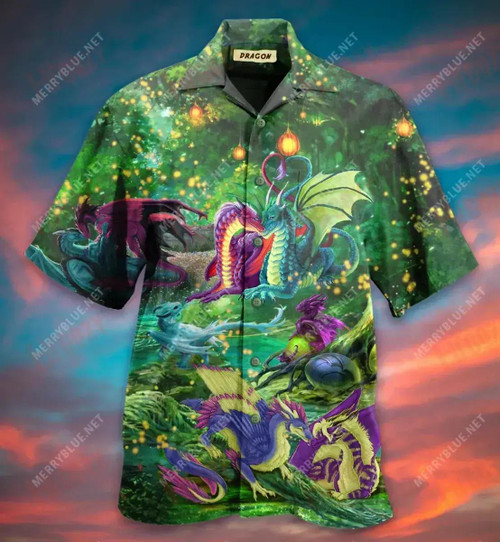 Happy Dragon Family Short Hawaiian Shirt Summer Short Sleeve Hawaiian Crazy Shirts Hawaiian Shirts For Women