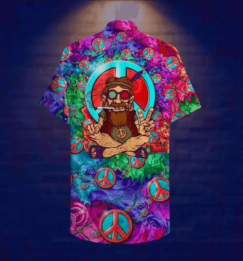 Hippie Old Man Colorful Hawaiian Aloha Shirts