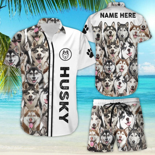Husky Hawaiian Shirt - Personalize Full Of Husky Faces Hawaii Shirt - Gifts For Husky Owners