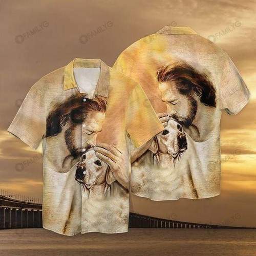 Jesus Christ Love Labrador Retriever Dog - Matching Dog and Owner Hawaiian Print Shirts