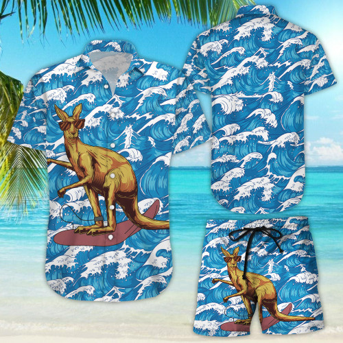 Kangaroo Shirt For Dad - Kangaroo Surfing Tropical Summer Hawaiian Shirt - Kangaroo Themed Gifts