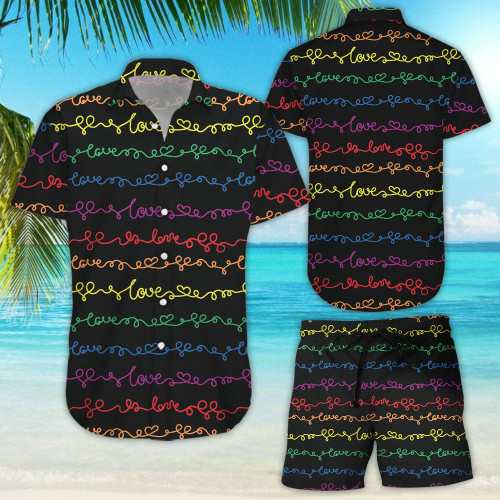 LGBTQ Hawaiian Shirt - LGBT Gay Pride Love Pattern Button Down Shirts - Gifts For Lgbt Friends