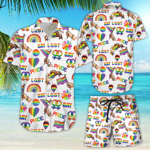 LGBTQ Hawaiian Shirt - LGBT Gay Pride Pattern Button Down Shirts - Gifts For Lgbt Friends