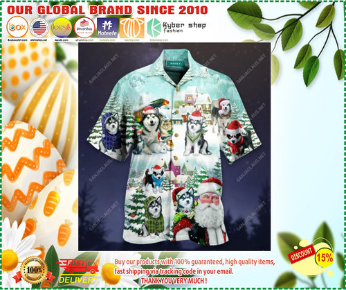 Merry Husky Christmas Unisex Hawaiian Shirt 