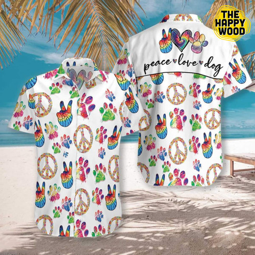 Peace Love Dog 3D Hawaiian Hawaii Shirt