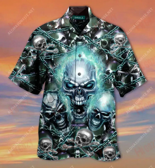 Screaming Skull Unisex Short Short Sleeve Shirt Vacation Aloha Shirt Vintage Hawaiian Shirts Crazy Shirts Hawaii