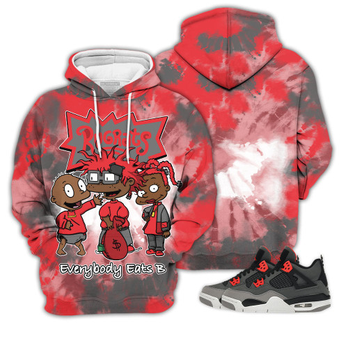 Shirt To Match Jordan 4 Retro Infrared - Rugrats Everybody Eats B Tiedye - Retro Infrared 4s Gifts Unisex Matching 3D Hoodie