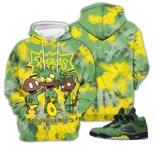 Shirt To Match Jordan 5 Retro Oregon - Rugrats Everybody Eats B Tiedye - Retro Oregon 5s Gifts Unisex Matching 3D Hoodie