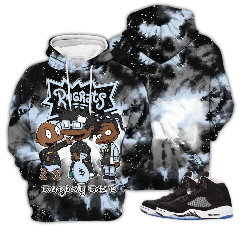 Shirt To Match Jordan 5 Retro Oreo - Rugrats Everybody Eats B Tiedye - Retro Oreo 5s Gifts Unisex Matching 3D Hoodie