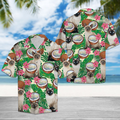 Siamese Cat Tropical Coconut G5729- Hawaiian Shirt
